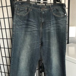 Ring of Fire Mens relaxed Jeans 44x32, plus size, denim blue, nice